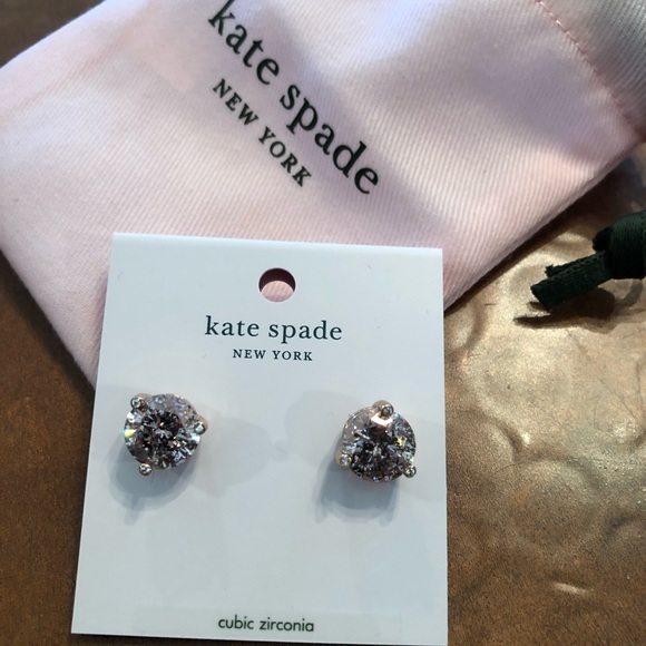 Kate Spade cubic zirconia rose gold earrings NWT dust bag